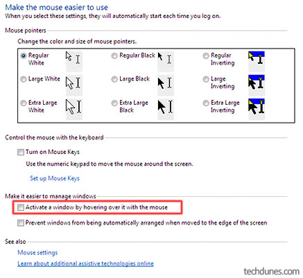 disable hover select windows 7