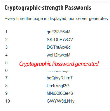 generated passwords