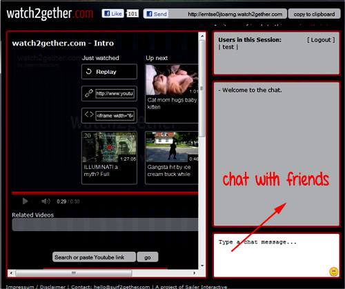 Share and watch Youtube videos with your friends on Watch2gether