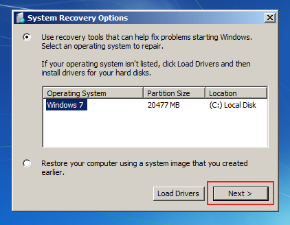 system recovery options